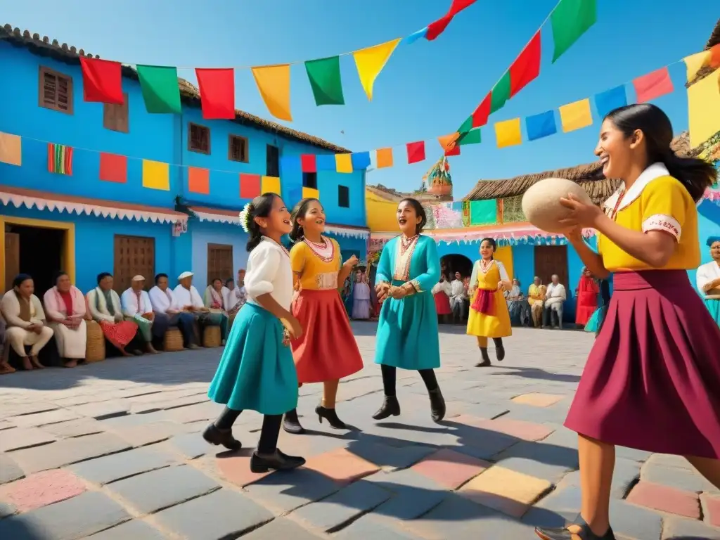 Alegría y tradición en Latinoamérica: niños juegan 'La Rayuela' en plaza festiva