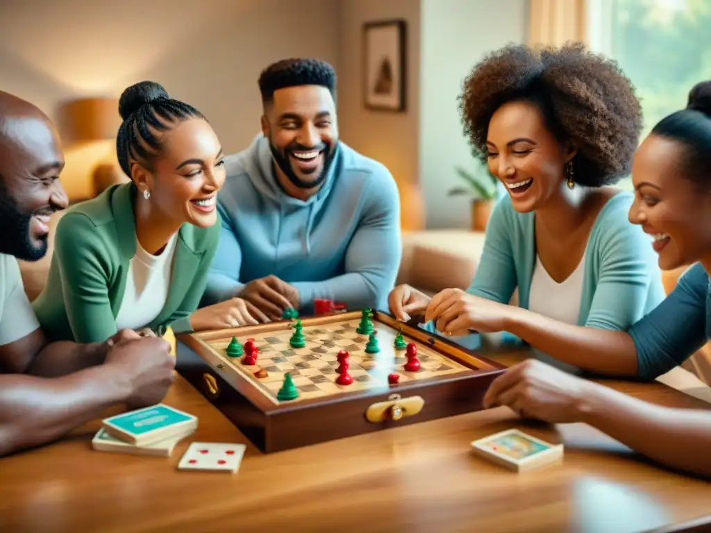 Amigos y familiares disfrutan de un juego de mesa juntos, unidos por la diversión y la camaradería