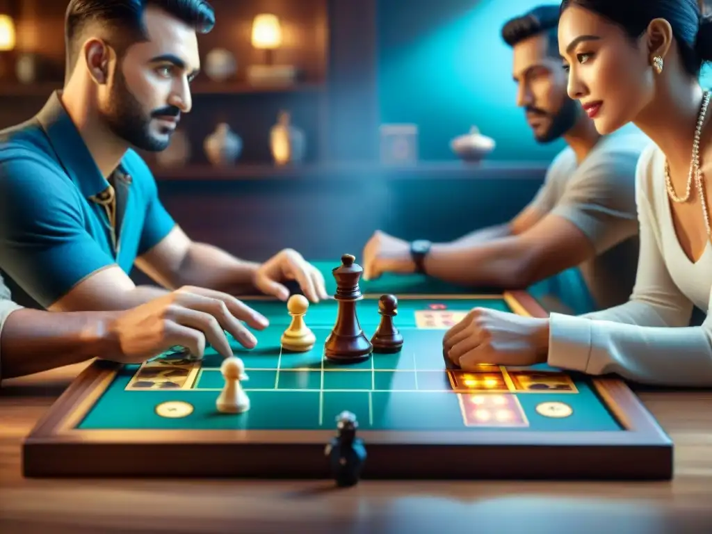 Amigos disfrutan de un juego de mesa digital, resaltando el impacto digital en juegos tradicionales