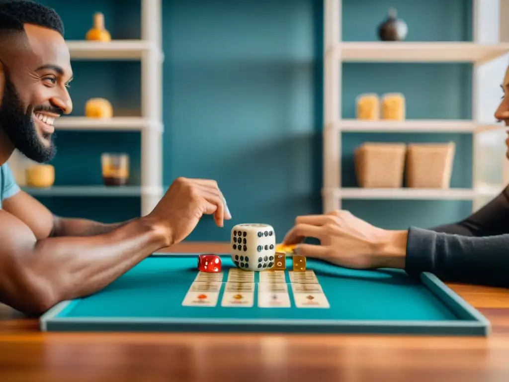 Amigos disfrutando de un juego de mesa en una tarde acogedora