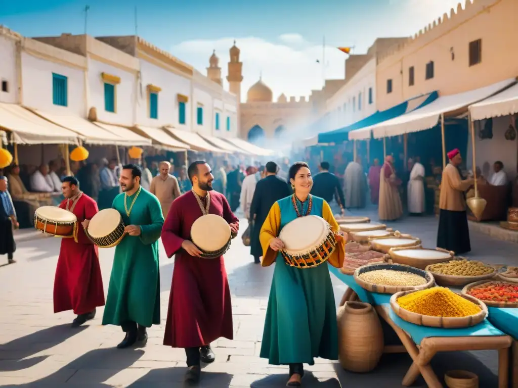 Un animado mercado en Sfax, Túnez durante el Festival Internacional de Juegos Tradicionales