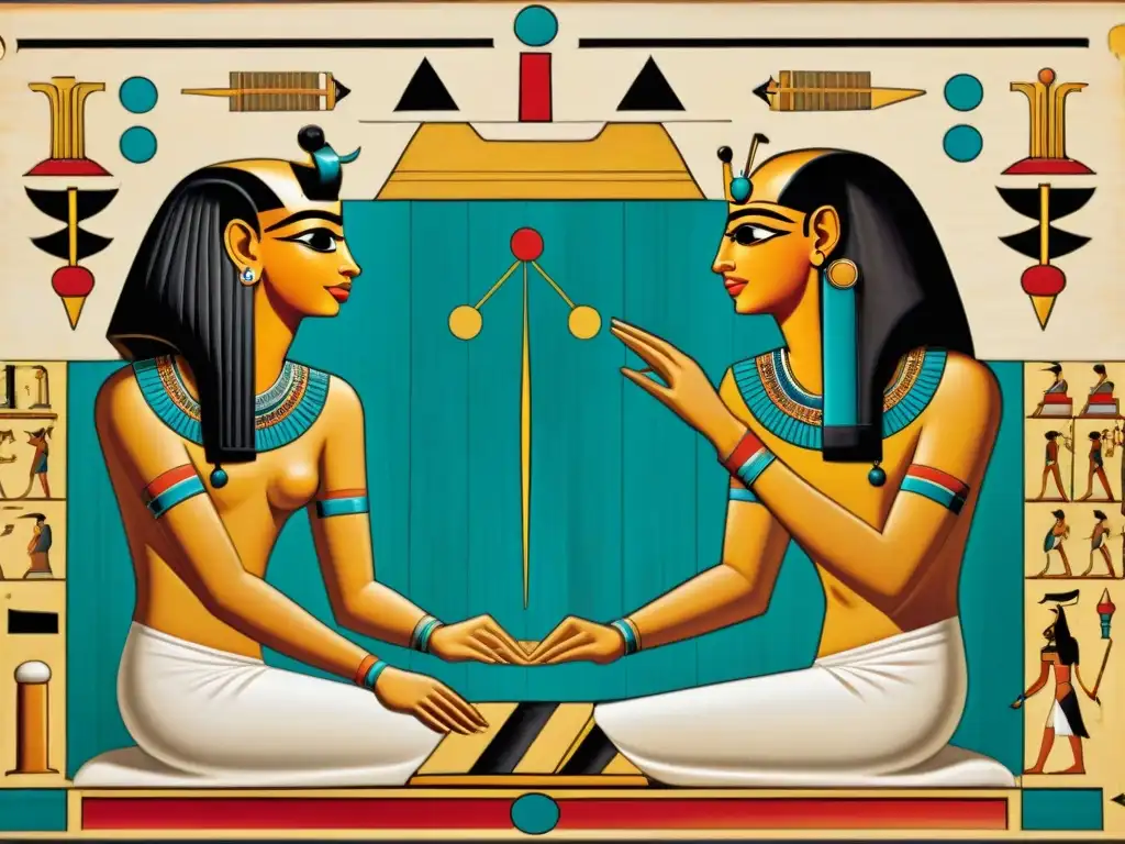 Antiguo mural egipcio de un animado juego de Senet, precursor del Backgammon