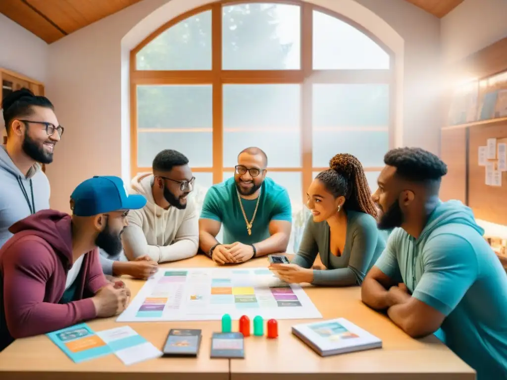 Apasionados creadores de juegos en una sala llena de ideas y color