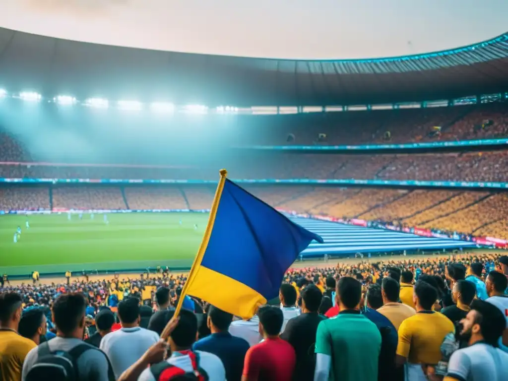 Apasionante historia de torneos de fútbol en América Latina: Estadio lleno de fans durante un emocionante partido de fútbol