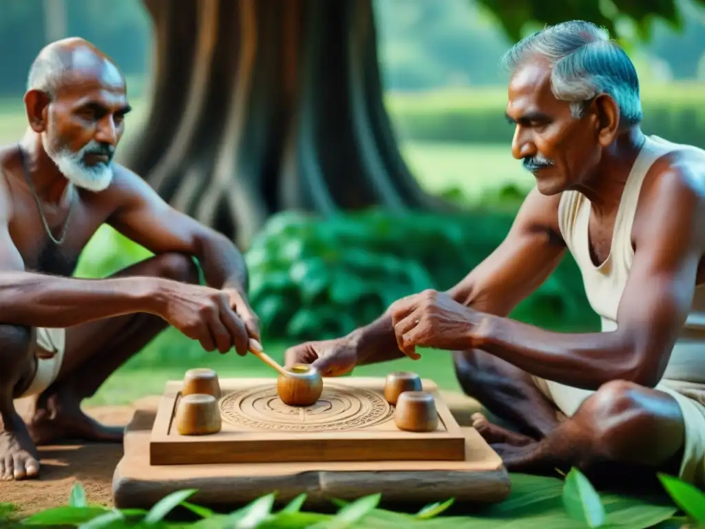 Elderly Sri Lankan men playing Kilithattu bajo un árbol antiguo - Origen y reglas del Kilithattu