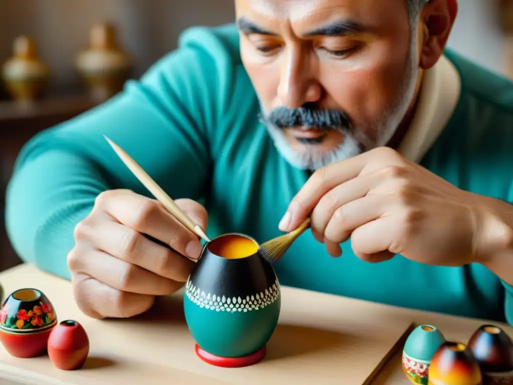 Un artesano ruso pinta detalladamente una matrioshka, resaltando la artesanía y colorido