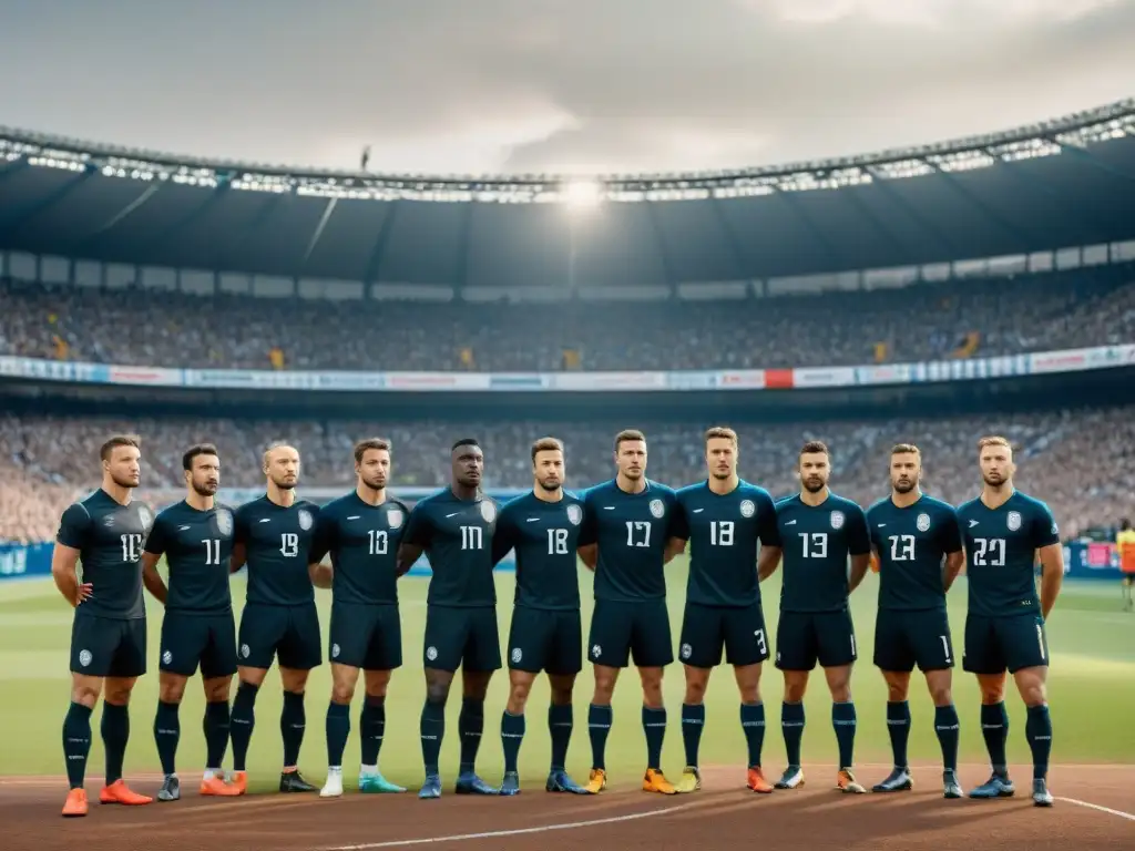 Atletas europeos frente a estadio en ruinas, reflejando impacto guerras mundiales en deportes europeos