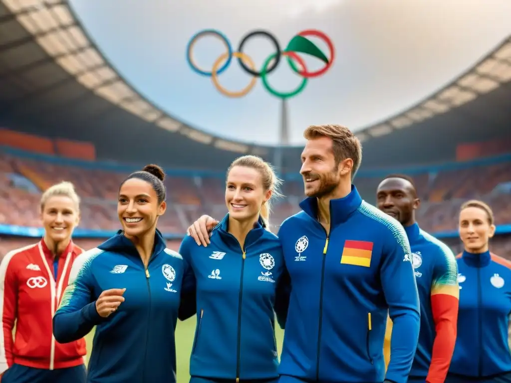 Atletas europeos unidos en los Juegos Olímpicos: diversidad y camaradería Atletas de Europa unidos en los Juegos Olímpicos, mostrando el impacto de la colaboración y la diversidad
