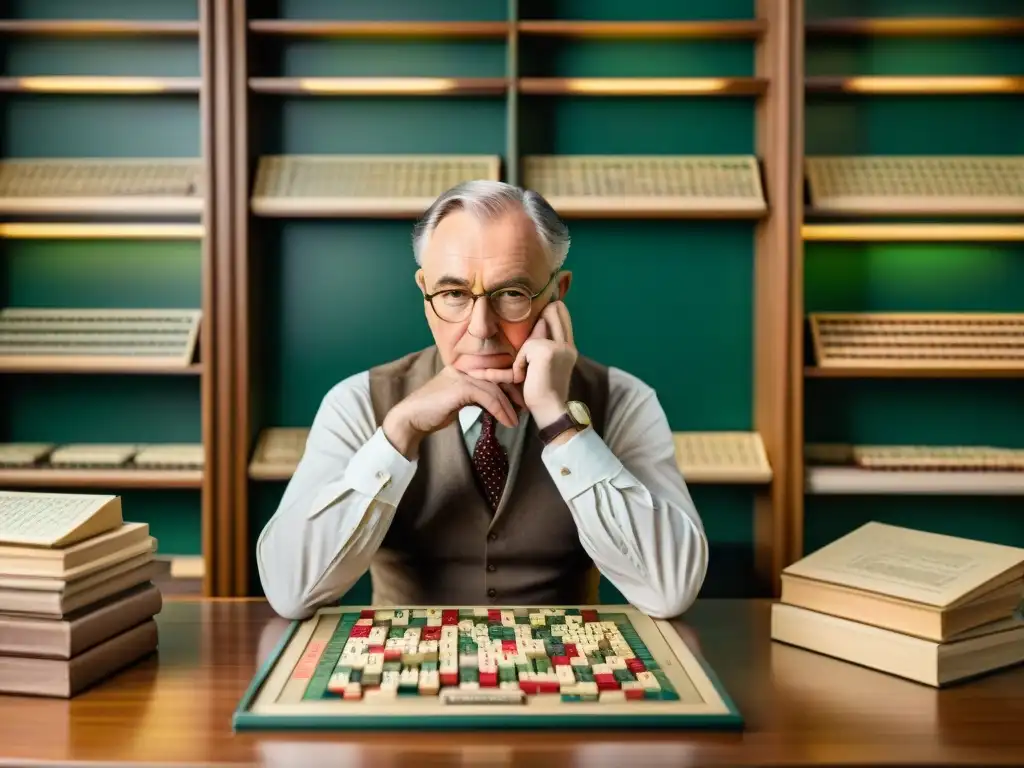 El brillante inventor del Scrabble, Alfred Butts, inmerso en su estrategia invencible