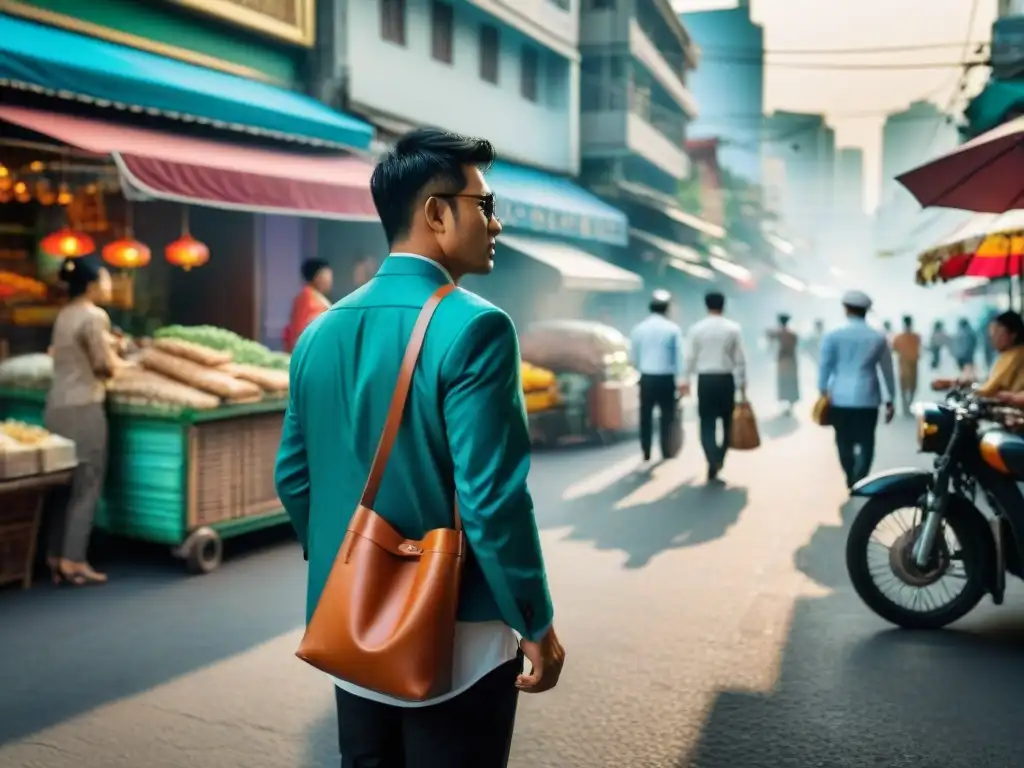 Un bullicioso y colorido escenario urbano en Bangkok, Tailandia, donde la diplomacia cultural se manifiesta en la vida cotidiana del Sudeste Asiático