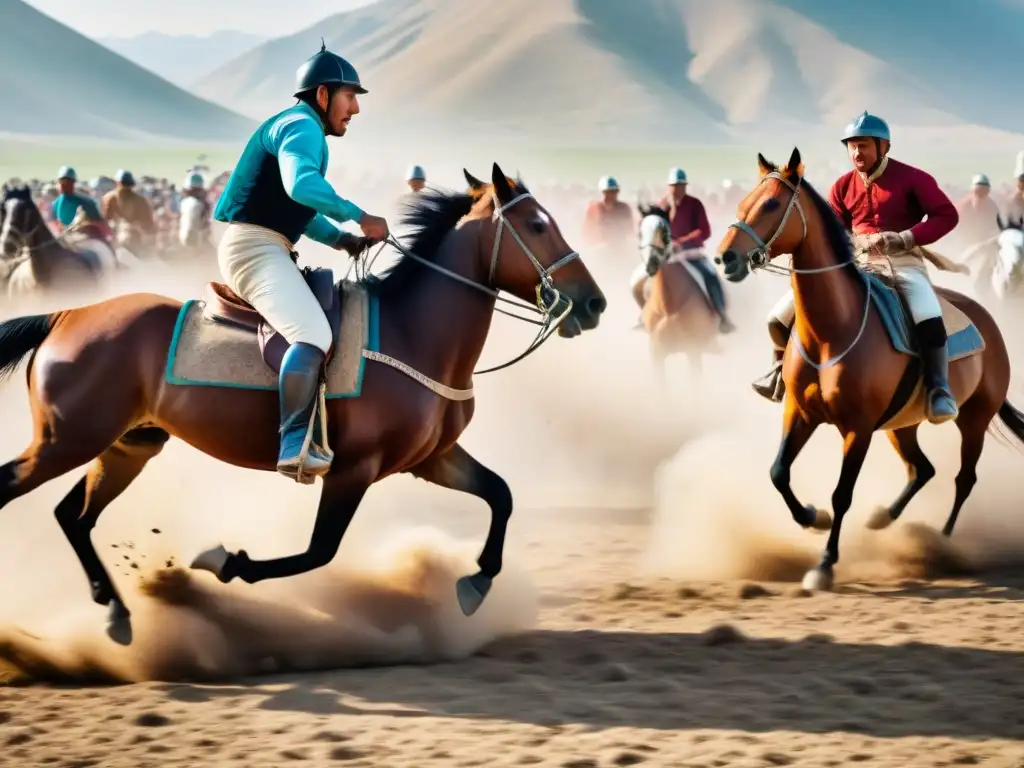 Cabalgata feroz en un juego de Buzkashi con el legado del Buzkashi en Asia reflejado en la acción intensa y la cultura vibrante