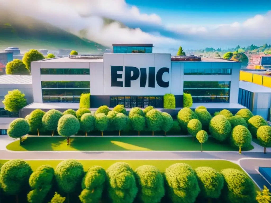 Un campus bullicioso de Epic Games muestra empleados en actividades creativas