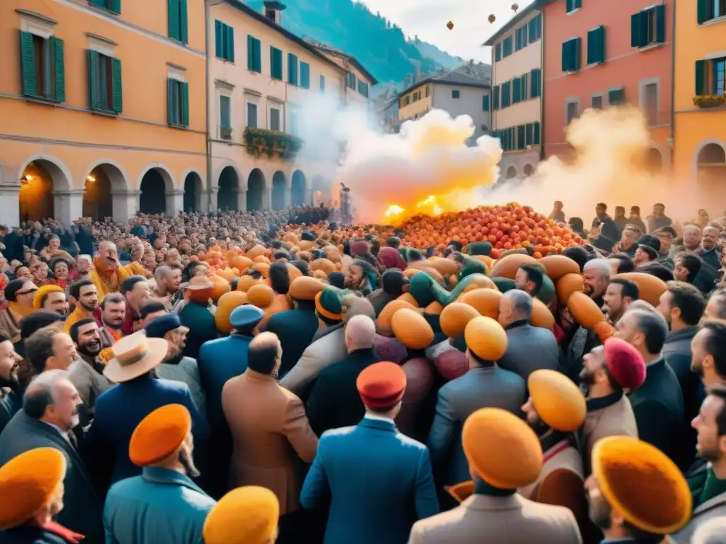 Batalla de Naranjas: caos y energía en el Carnaval de Ivrea Caótico y vibrante: Batalla de Naranjas en el Carnaval de Ivrea, Italia