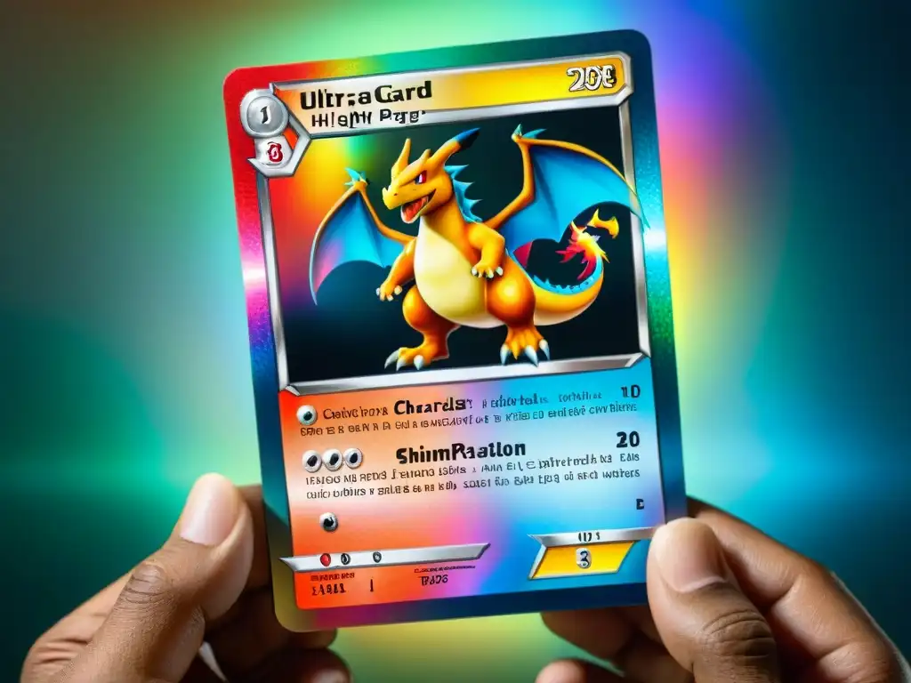 Una carta holográfica rara de Charizard Pokémon, mostrando su diseño detallado y colores brillantes