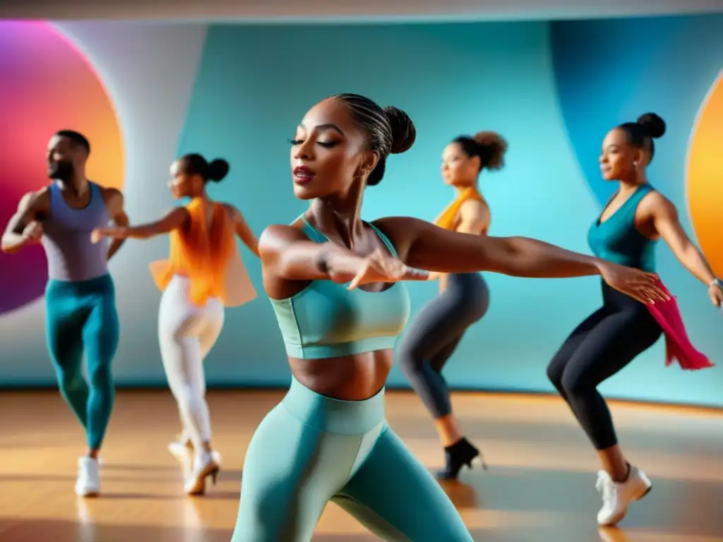 Una celebración de diversidad y alegría en una clase de danza, donde el juego y la autoestima se entrelazan en movimientos fluidos y expresivos