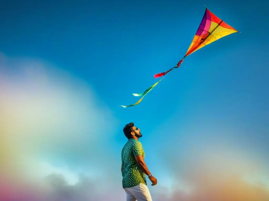 Celebración del significado cultural de la cometa: diversidad de personas volando cometas coloridas en un cielo azul