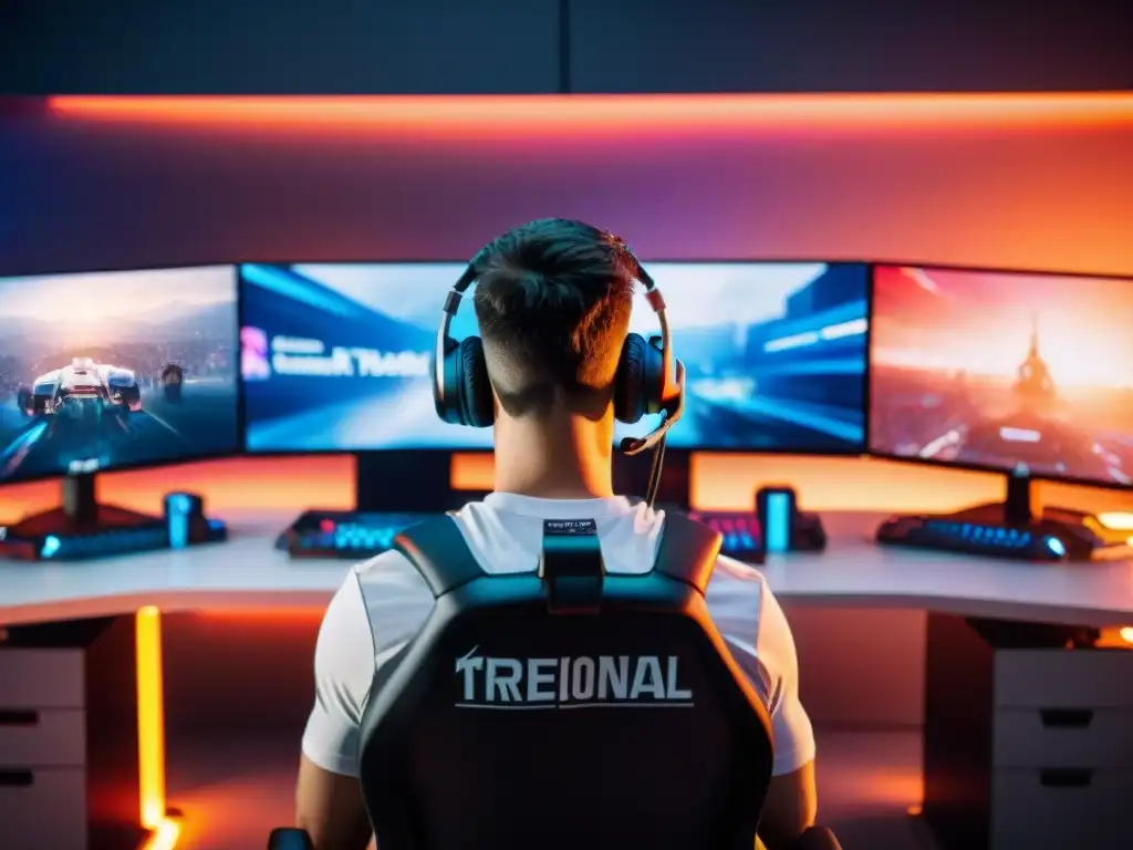 Un centro de entrenamiento para eSports con jugadores concentrados y determinados