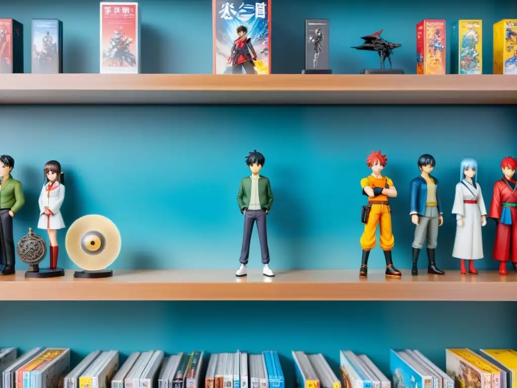 Una colección de figuras anime y manga completa exhibida en estantes