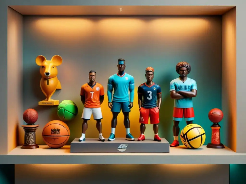 Una colección de figuras coleccionables deportes culturas mundo en detallada exhibición