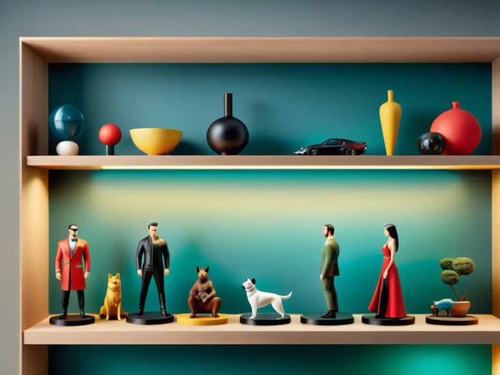 Una colección moderna de figuras coleccionables en un espacio contemporáneo bien iluminado