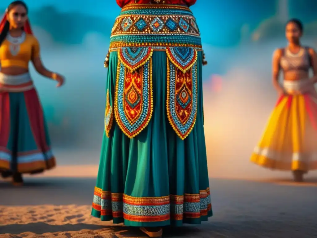 Un colorido mosaico que representa bailes tradicionales de todo el mundo, reflejando la diversidad cultural y la historia del baile en culturas