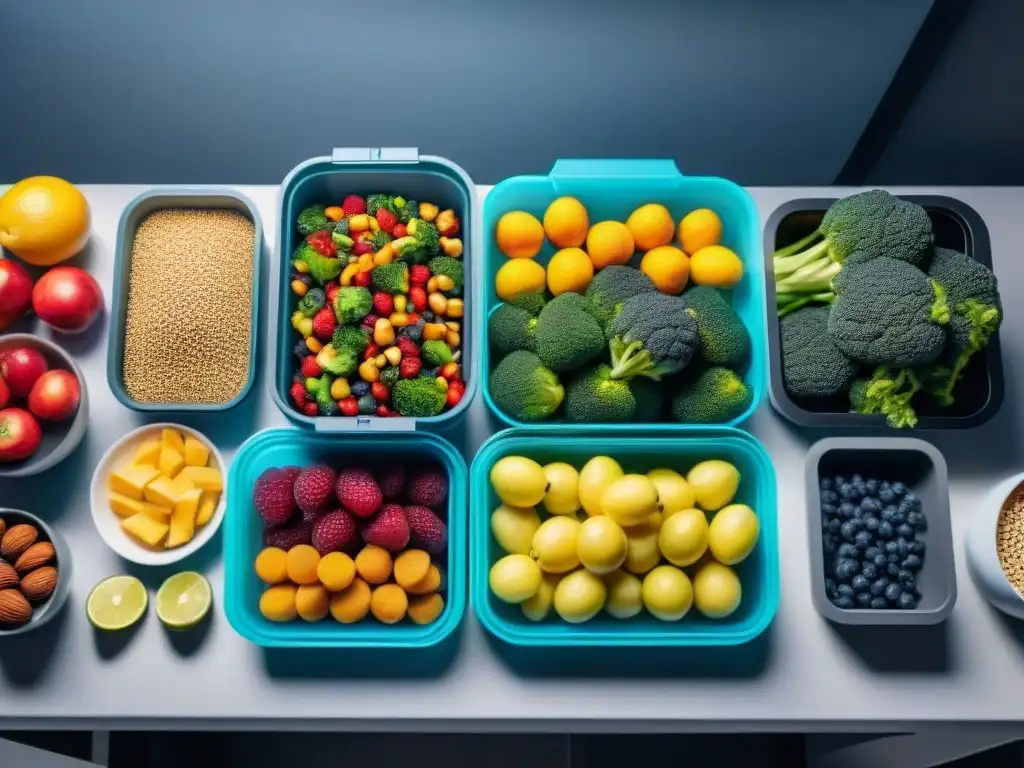 Estación de preparación de comidas de gamer profesional con alimentos para rendimiento en eSports