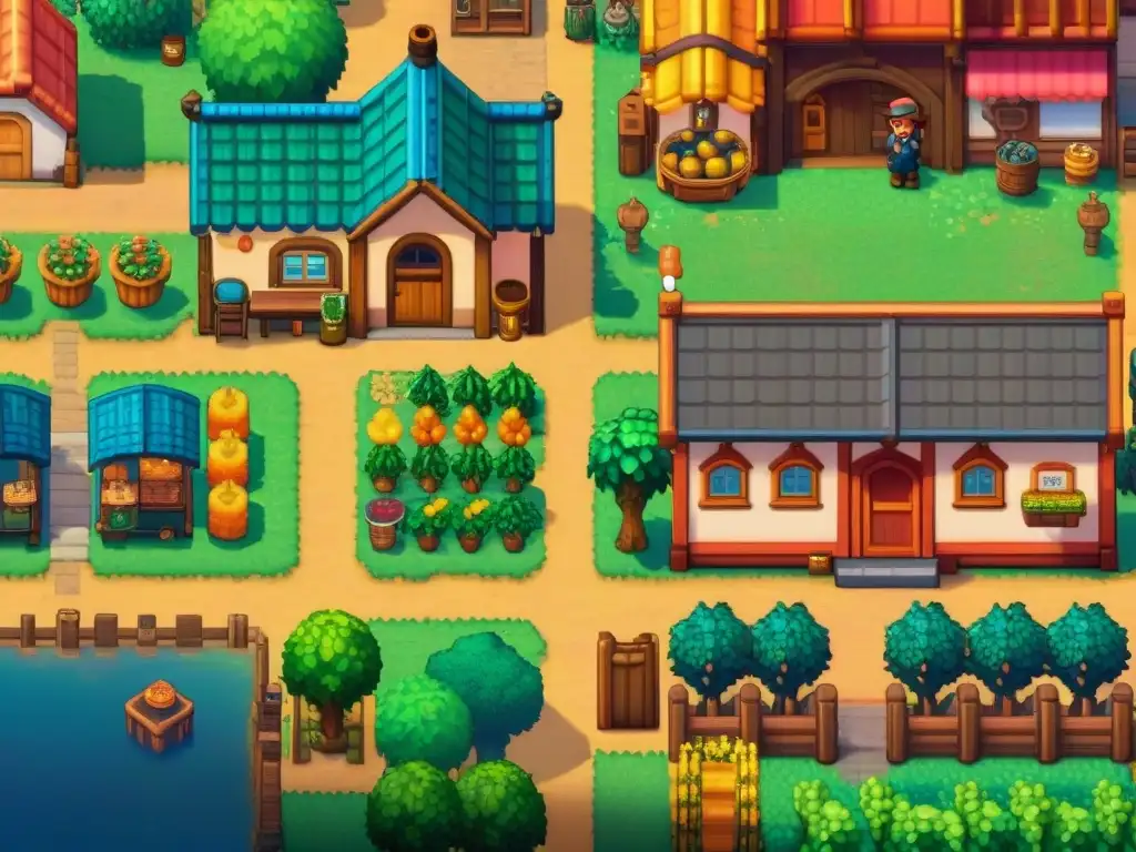 Una comparación detallada entre la plaza de un pueblo en 'Stardew Valley' y una plaza real
