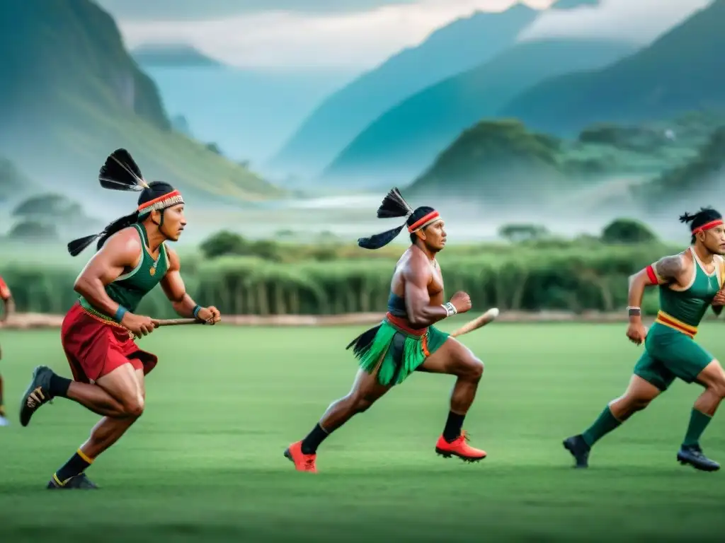 Competencia indígena: tradición y determinación en paisaje vibrante Competencia de atletas indígenas en juegos tradicionales desafían modernidad