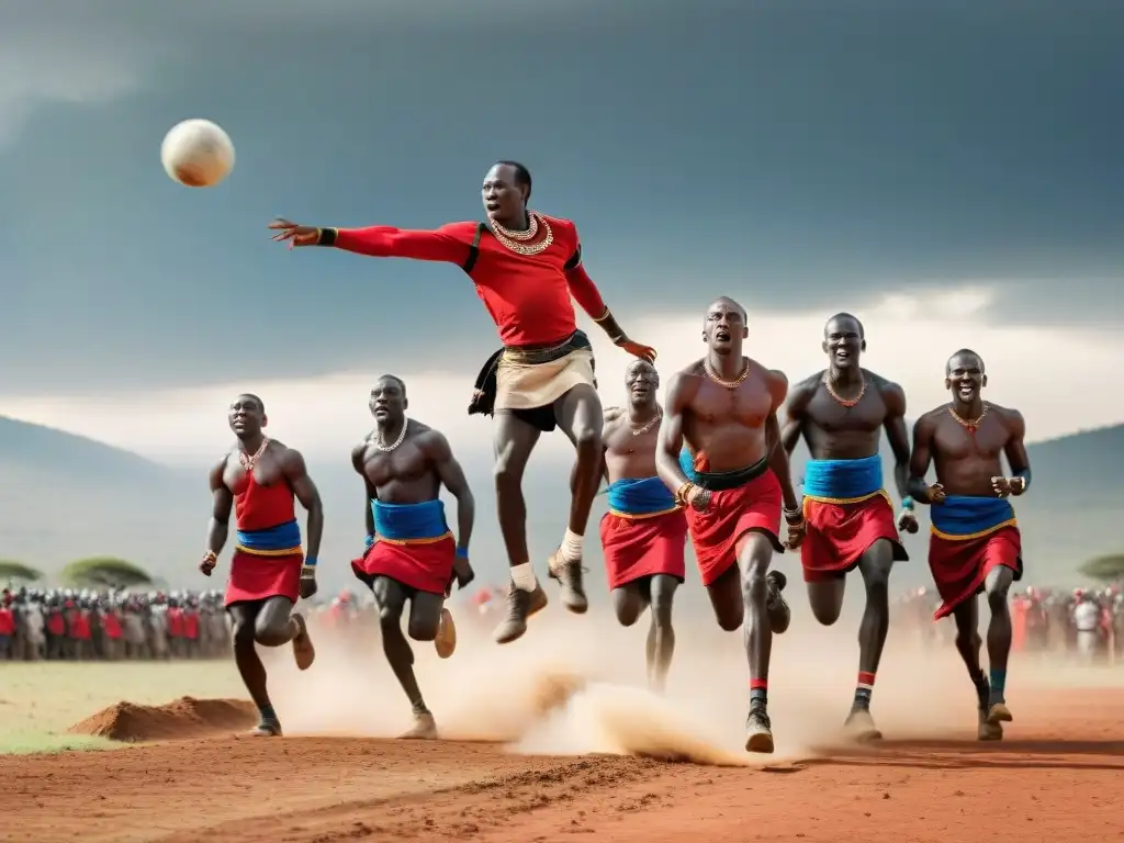 Competencia de salto Maasai en festival cultural en Kenia, mostrando la esencia de los deportes tradicionales de diferentes culturas