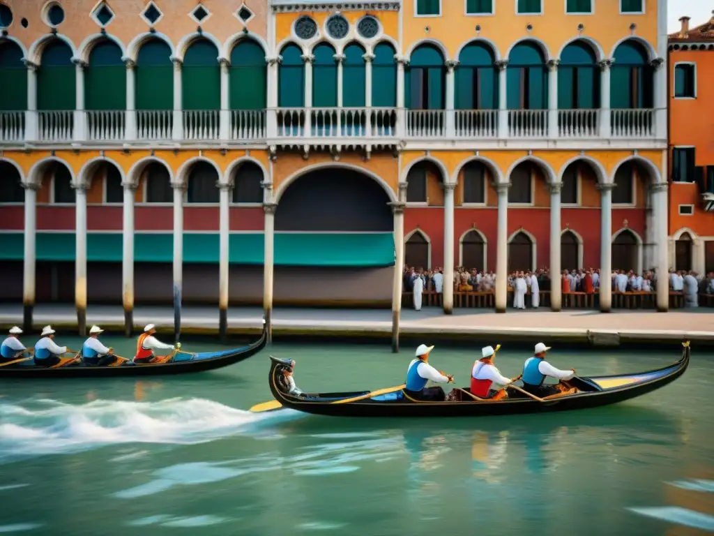 Remontando a la evolución de las competencias de remo en regatas de Europa, una regata veneciana del siglo XVIII llena de color y emoción