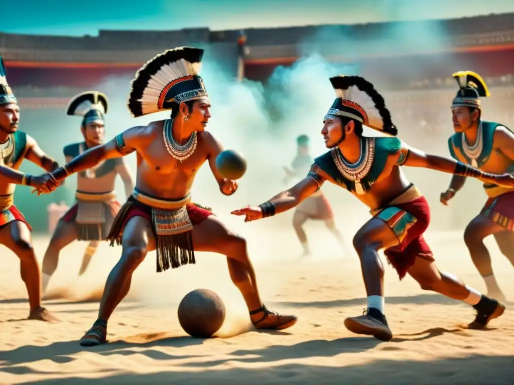 Competitivo juego de pelota maya: jugadores, diseño del campo, vestimenta tradicional y enfoque atlético