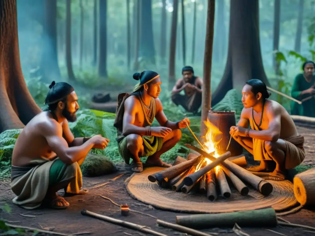 Concurso de habilidades de supervivencia en la historia de juegos antiguos en el bosque verde