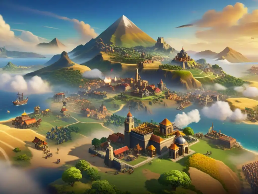 Consejos para maximizar recursos en Civilization VI: Ciudad bulliciosa al atardecer, edificios generadores de recursos y ciudadanos trabajando