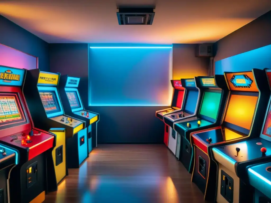 Contraste de una sala de arcade retro y un estudio de grabación moderno, fusionando la influencia de videojuegos en la música contemporánea