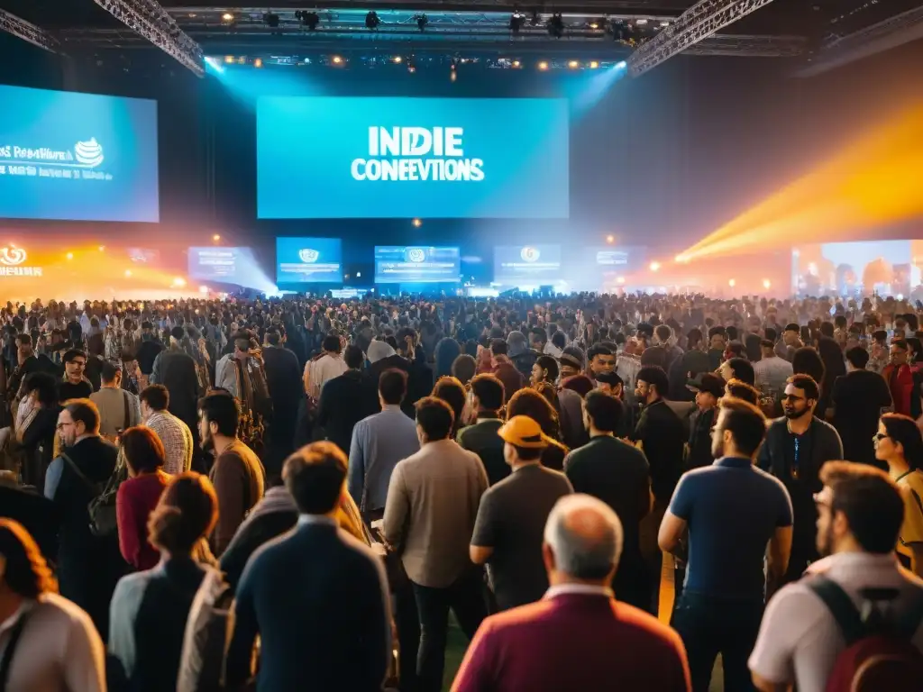 Convenciones de juegos indie: vibrante escena llena de creatividad y diversidad en un bullicioso salón de convenciones