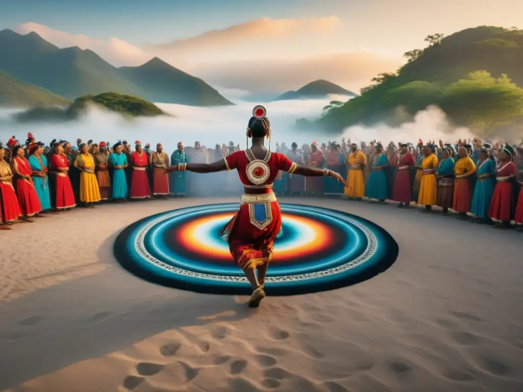 Una danza tribal tradicional captura la historia del baile en culturas, con movimientos sincronizados y coloridos trajes