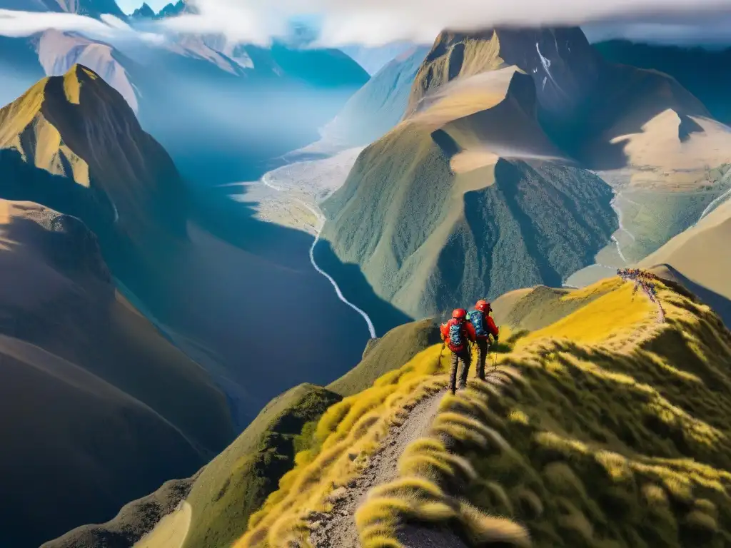 Deportes extremos en América Latina: Atletas aventureros conquistando la belleza de los Andes en una emocionante imagen aérea