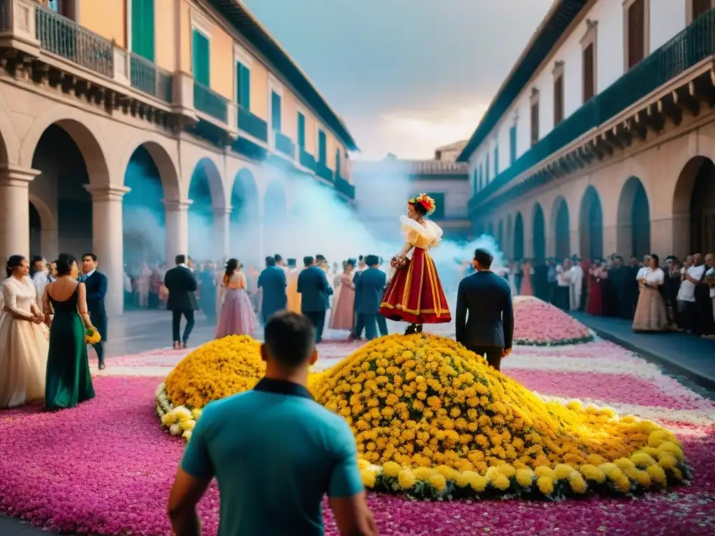 Desfile colorido en Valencia durante La Batalla de las Flores