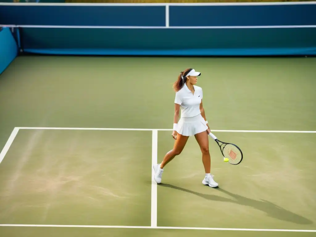 Desfile de moda en una pista de tenis, modelos lucen atuendos inspirados en el tenis