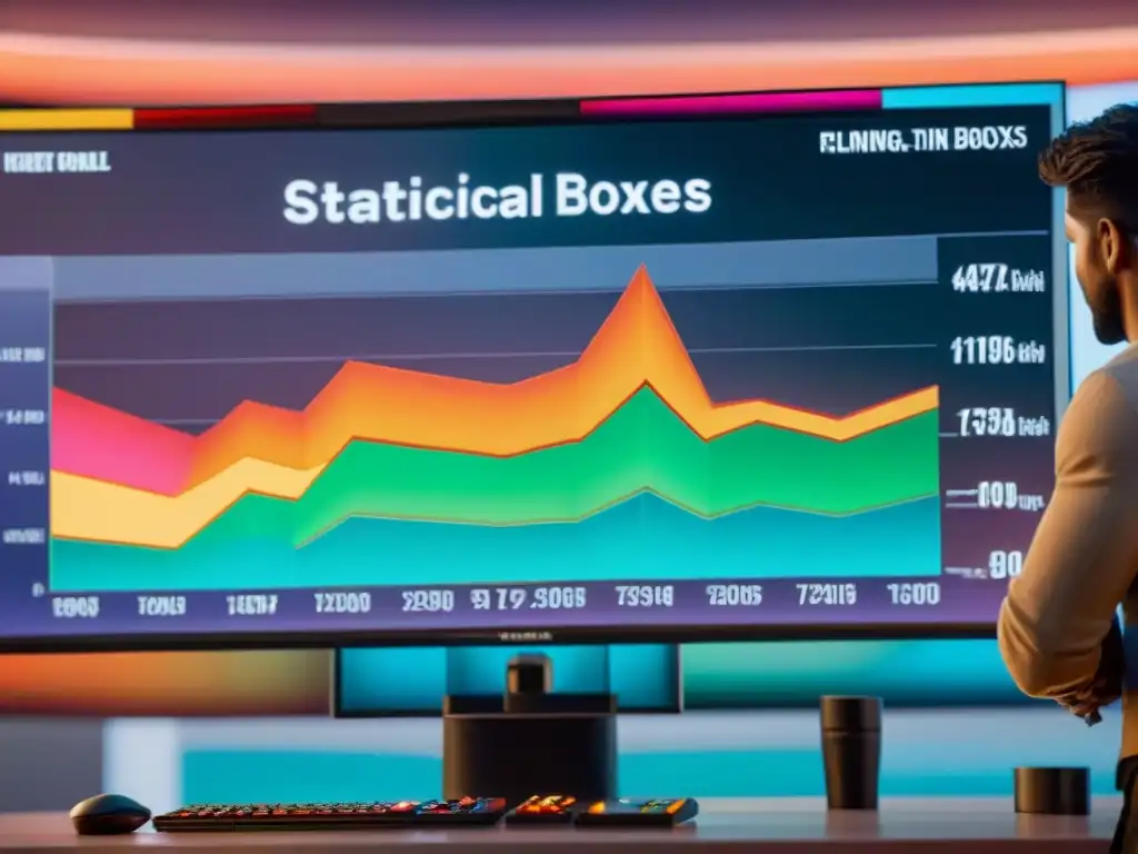 Detalle colorido de análisis estadístico sobre la controversia de loot boxes en juegos de azar