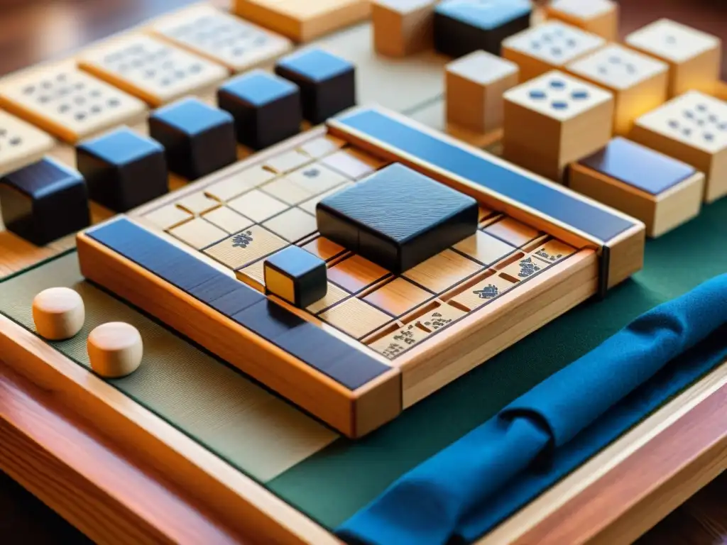 Detalle excepcional del tablero de Shogi tradicional, resaltando la historia y evolución del Shogi