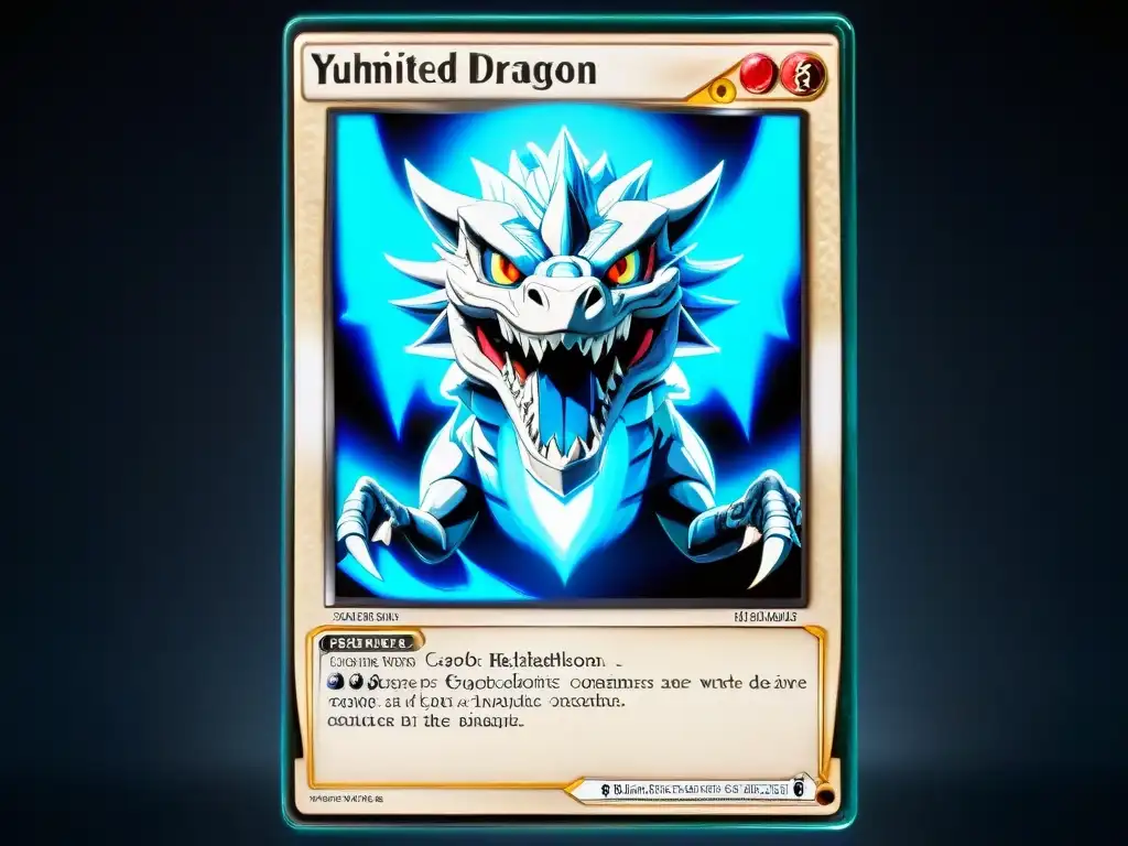 Detalle holográfico de carta YuGiOh BlueEyes White Dragon