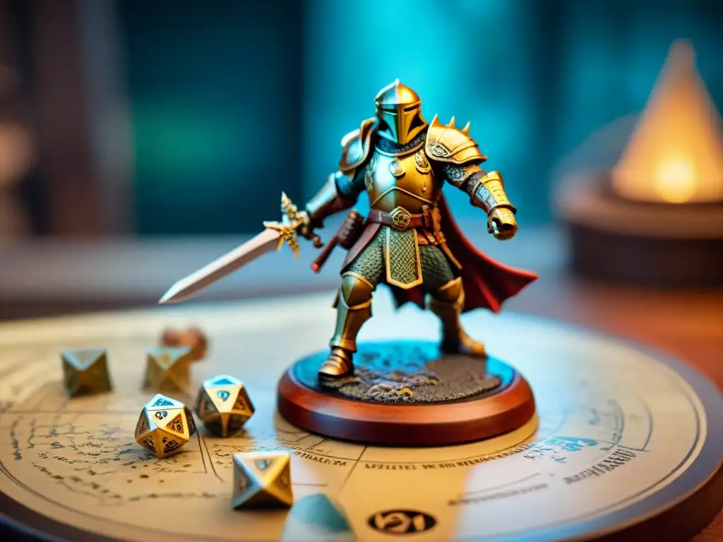 Detalle impresionante de una figura de edición limitada de Dungeons and Dragons, en un escenario de juego de rol