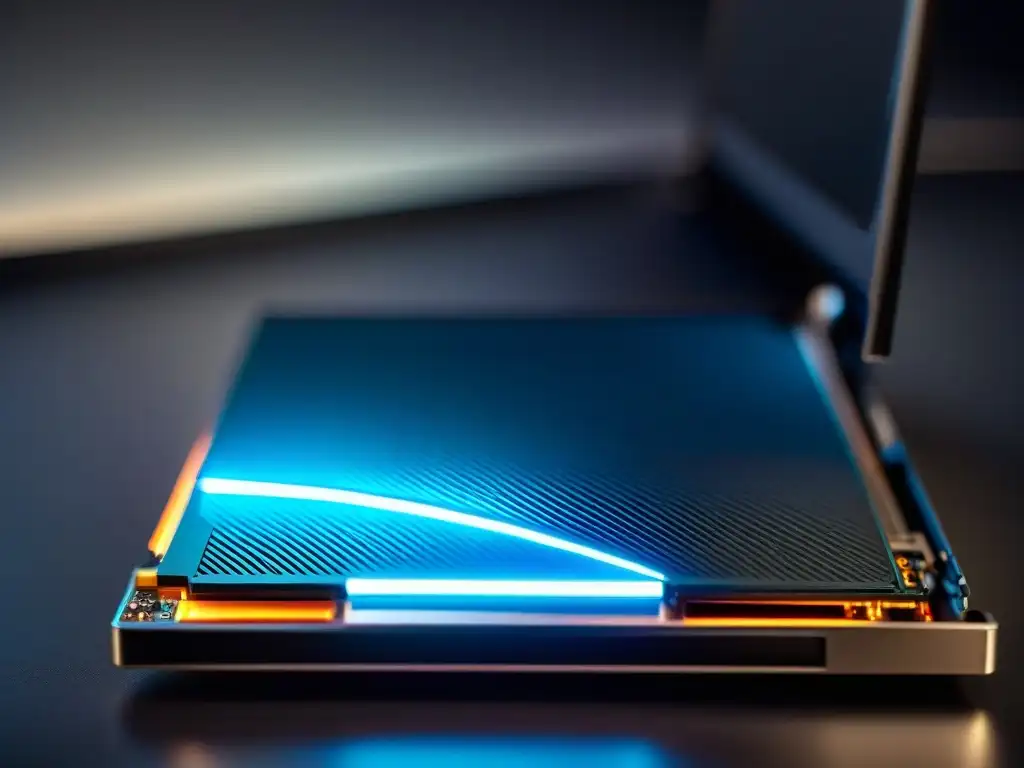 Detalle de un portátil gaming con SSD, resaltando la innovación tecnológica