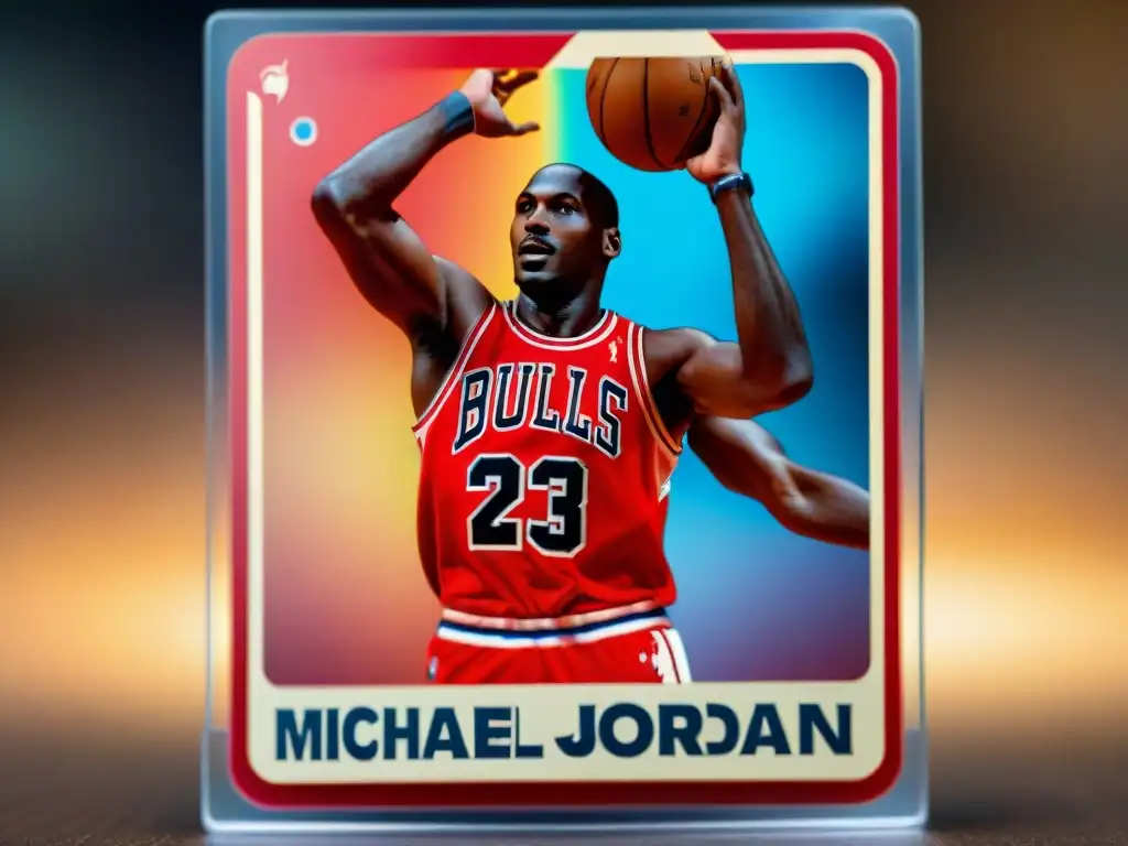 Detalle realista de una carta vintage de Michael Jordan; potencial revalorización figuras coleccionables deportes