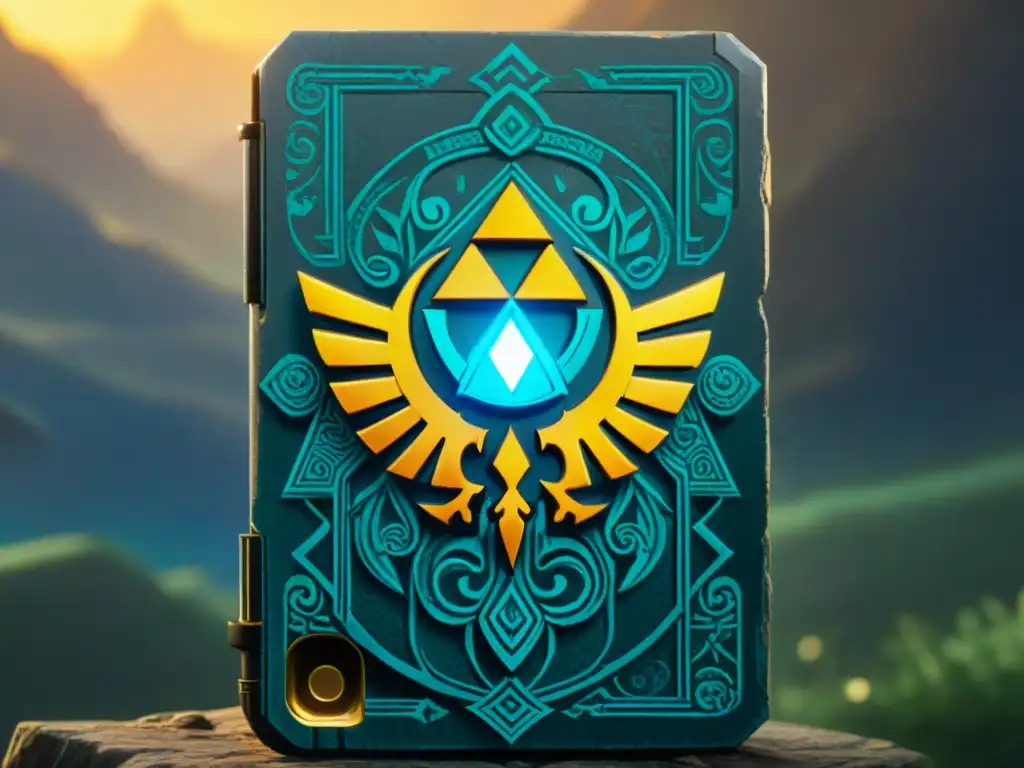Misterioso diseño del Sheikah Slate en 'Zelda: Breath of the Wild' Detalle del Sheikah Slate de Zelda: Breath of the Wild, fusionando magia y naturaleza