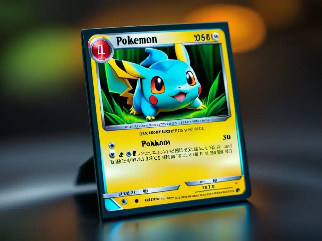 Detalle vibrante de una carta holográfica Pokémon vintage, resaltando la conservación de cartas coleccionables