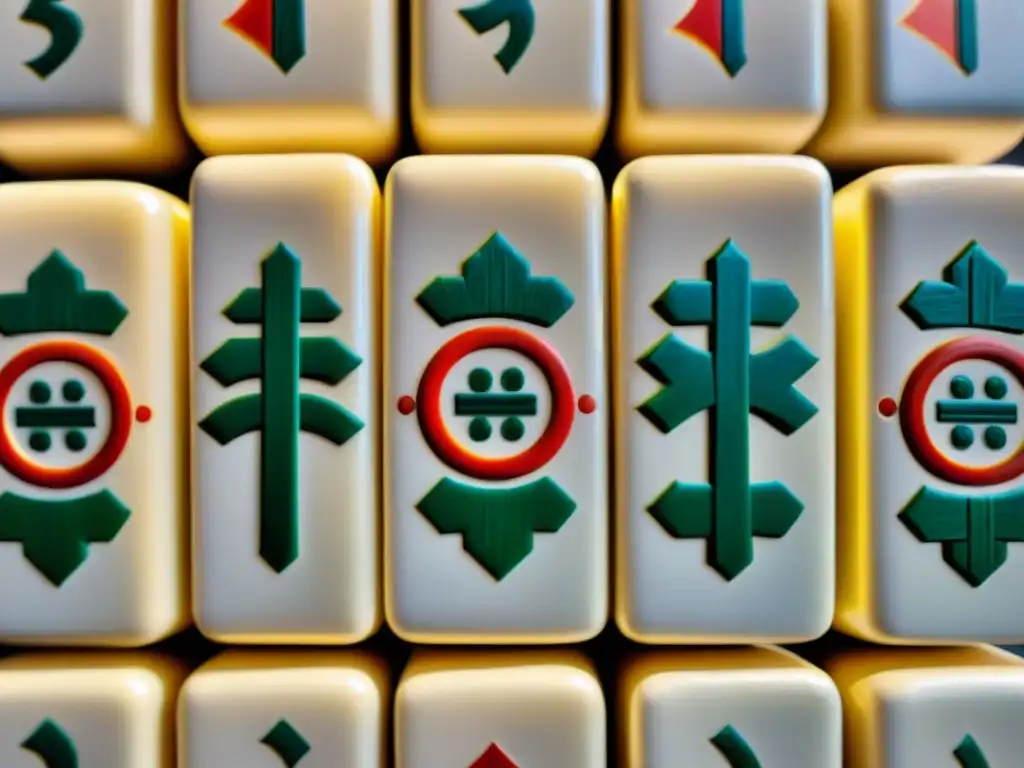 Detalles ancestrales de baldosas de Mahjong con historia y símbolos únicos