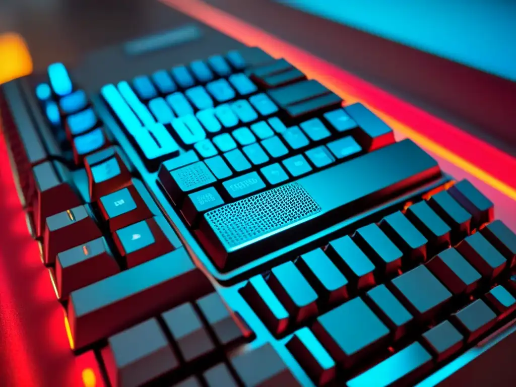 Detalles de diseño y tecnología de un teclado gaming de vanguardia, influenciado por eSports