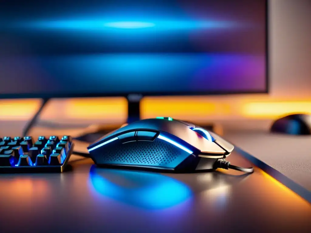 Detalles tecnológicos de ratón gaming y teclado mecánico iluminado